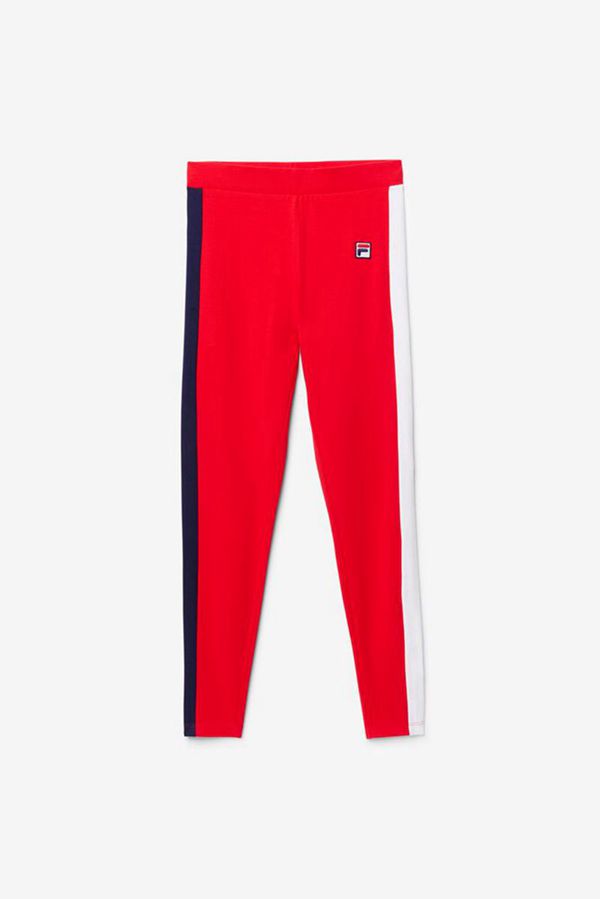 Fila Riviera Side Stripe Women's Leggings - Red/Navy/White,NZ 714-38759